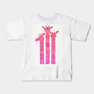 Giraffes Pink Ombre Kids T-Shirt